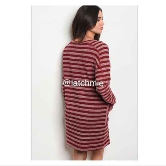 WINE STRIPES TUNIC DRESS - Picture 2 of 2